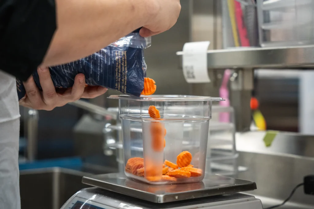 Ingredients weighed to the gram before cooking